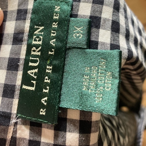 Ralph Lauren Womans Gingham Button Up Collared Shirt 3X Black & White - Picture 8 of 8